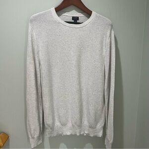 J Crew Mens L Pullover Knit Sweater Long Sleeve 100% Cotton Ivory Beige NWOT